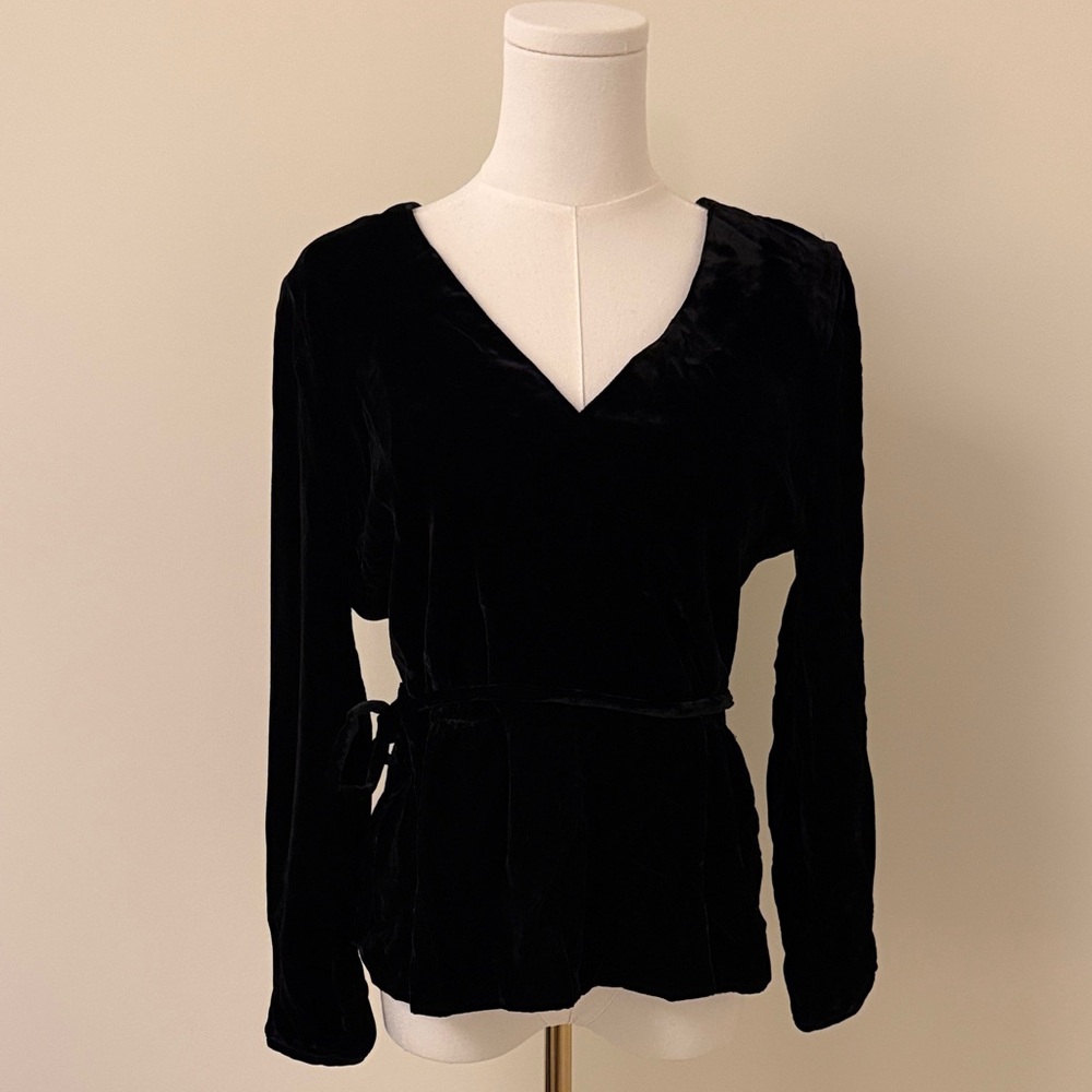 J. Crew Elegant Black Velvet Blouse